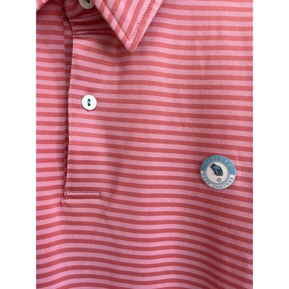 Player 2 Performance Golf Polo Shirt Pink Striped Short Sleeve Men's 2XL‎ - Picture 4 of 8